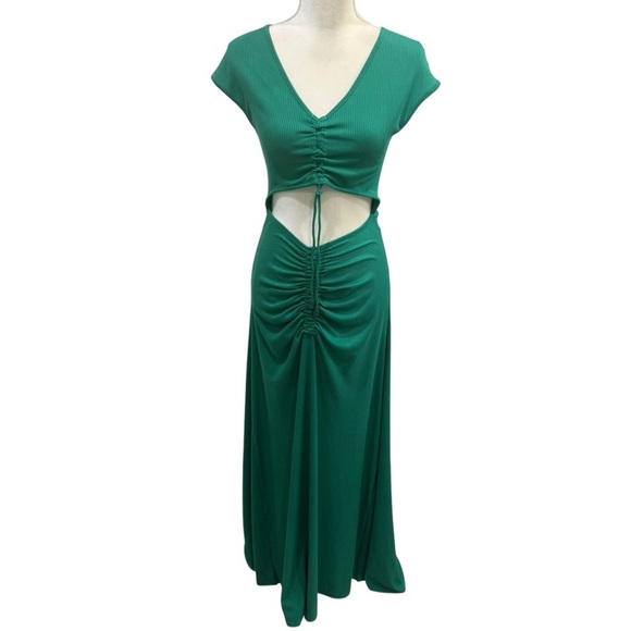 Agua Bendita Ailana Dress Green Maxi Size Medium Cut-Out Midriff NEW $250 - Picture 8 of 16